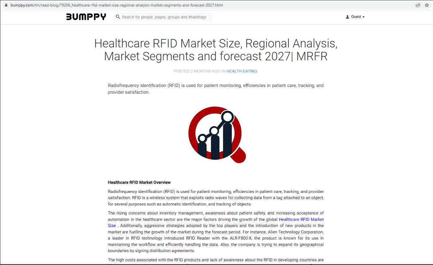 医疗 RFID 市场规模，区域分析，市场细分和2027年预测 | MRFR