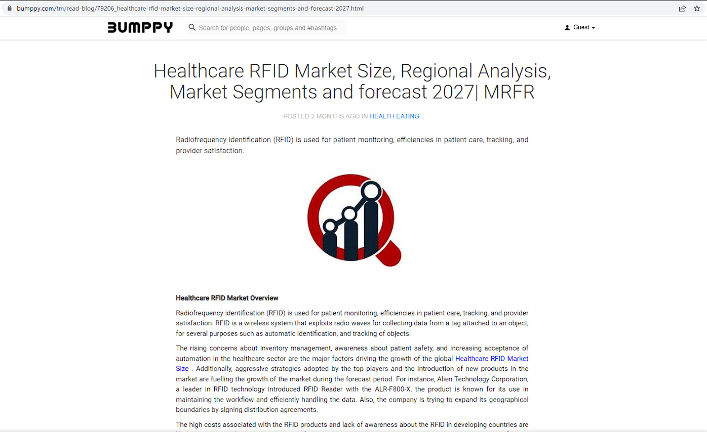 医疗 RFID 市场规模，区域分析，市场细分和2027年预测 | MRFR