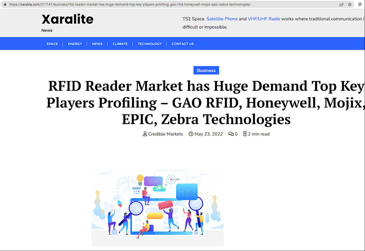 RFID 阅读器市场需求量巨大，高频 RFID、霍尼韦尔、 Mojix、 EPIC、斑马技术都是市场的核心竞争者