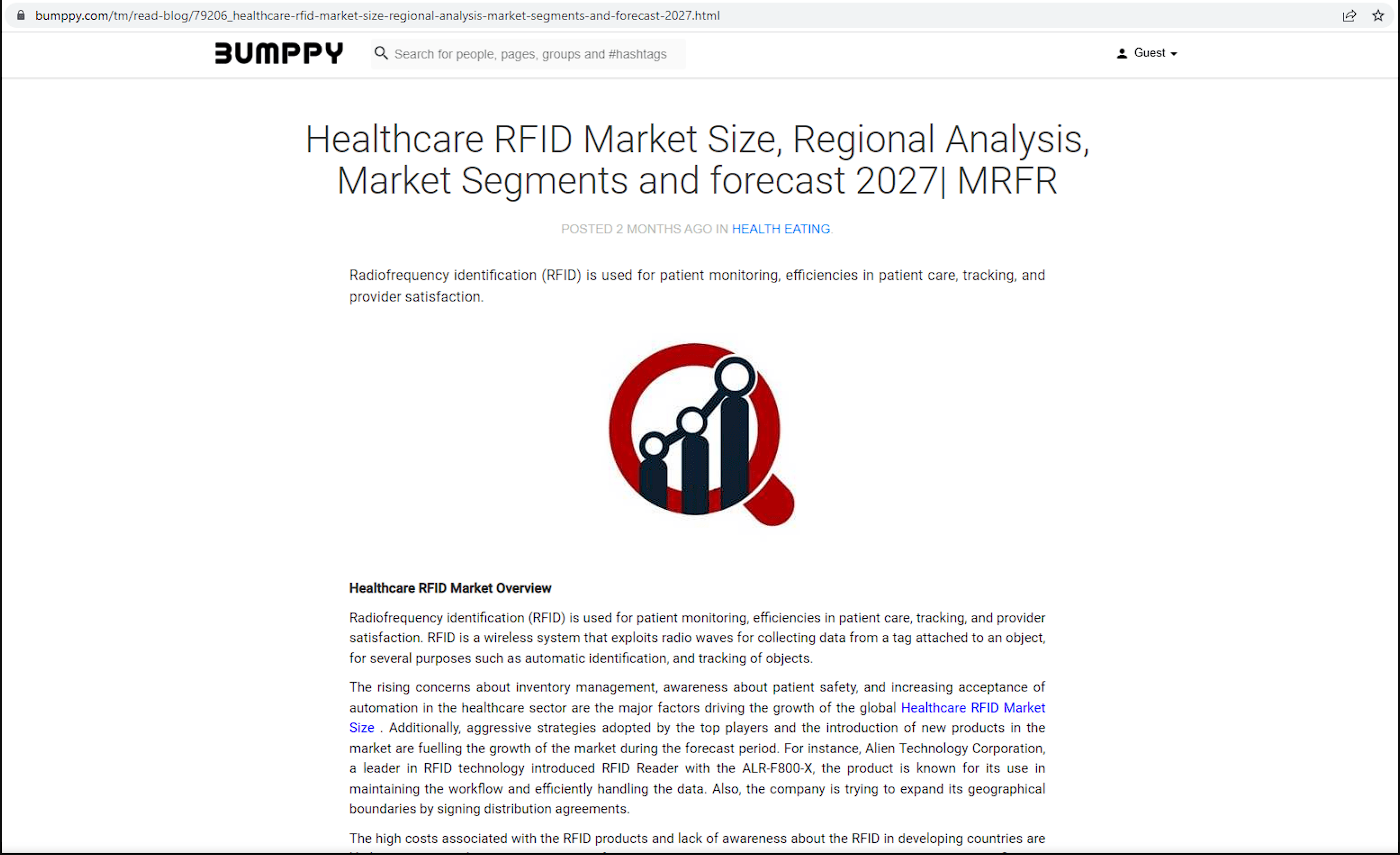 医疗 RFID 市场规模，区域分析，市场细分和 2027 年预测 | MRFR