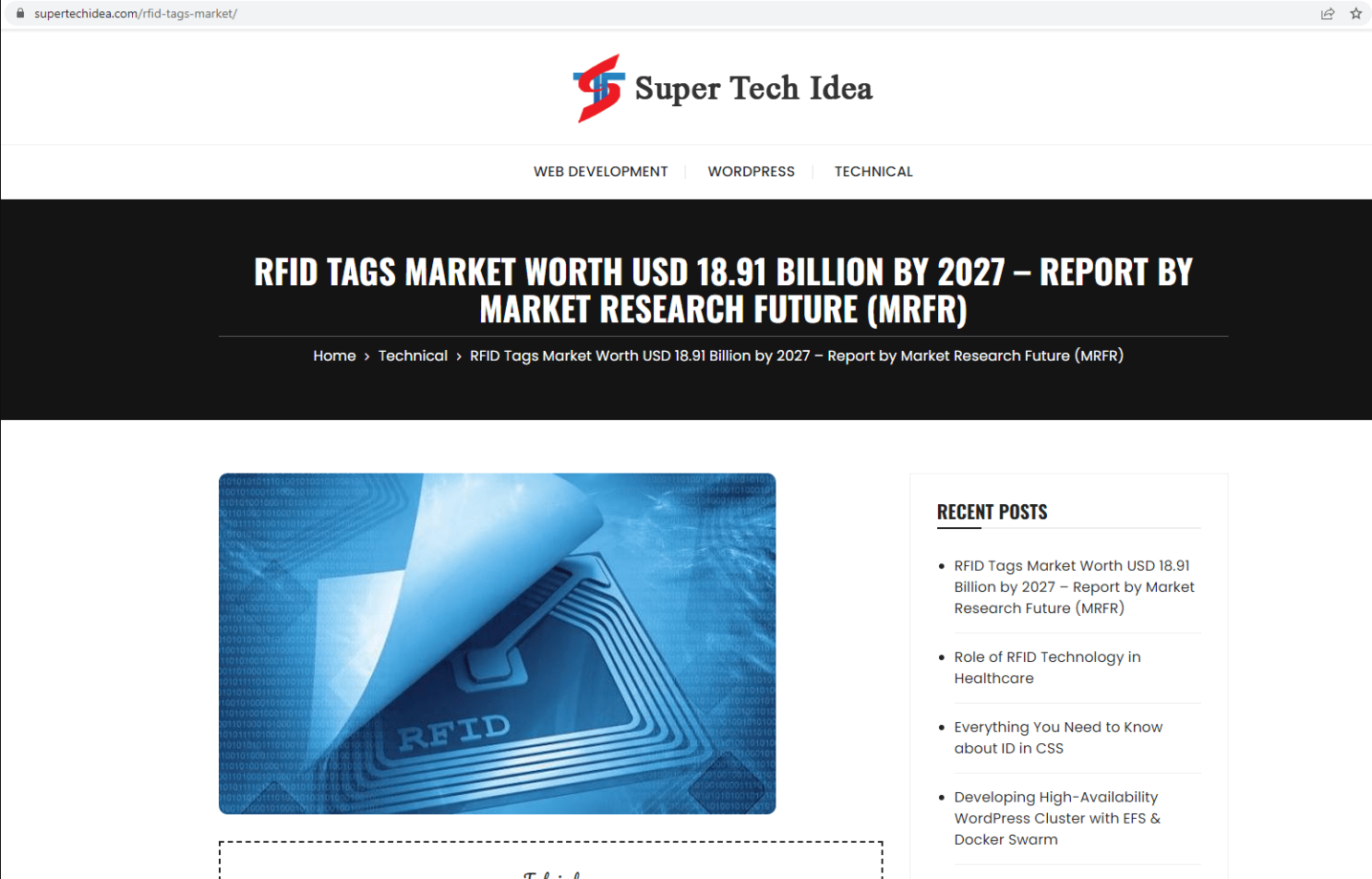 RFID标签的市场价值美元18.91亿，2027年的报告通过市场研究的未来(MRFR)