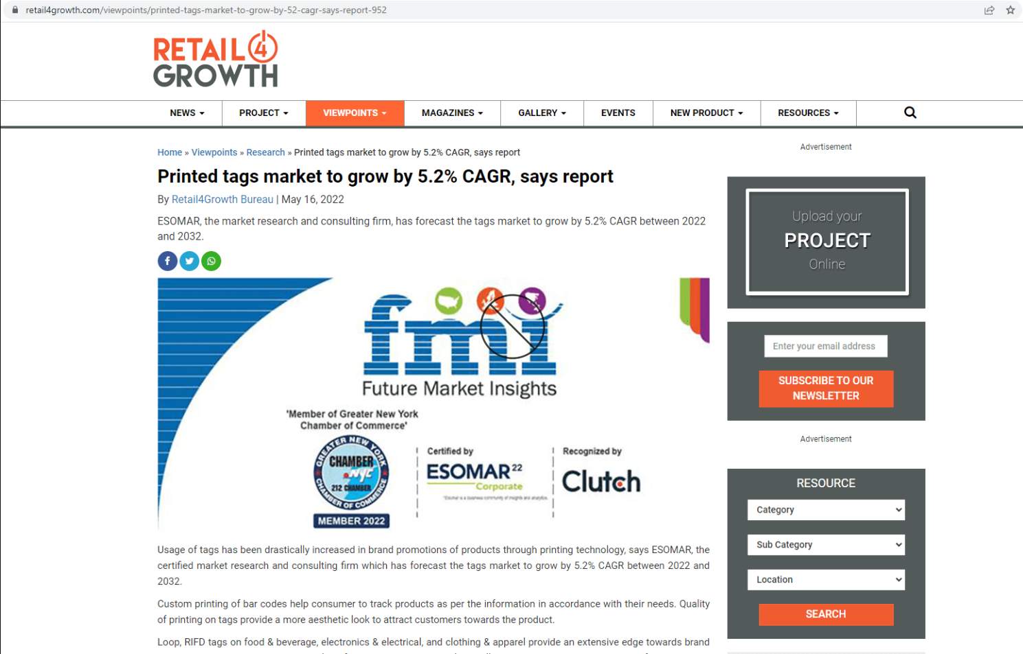 市场研究与咨询公司ESOMAR预测，2022年至2032年间，标签市场将以5.2%的复合年增长率持续扩张