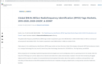 全球射频识别（RFID）标签市场规模（2015-2020年）、（2020-2025年预测）及（2030年预测）：189.4亿美元