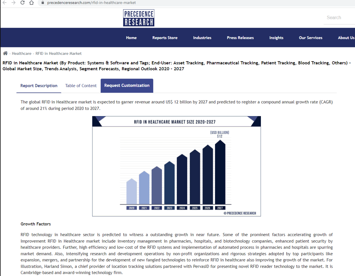 医疗保健市场中的射频识别技术（按产品划分：系统与软件、标签；按终端用户划分：资产追踪、药品追踪、患者追踪、血液追踪及其他）——全球市场规模、趋势分析、细分市场预测及区域展望（2020-2027年）